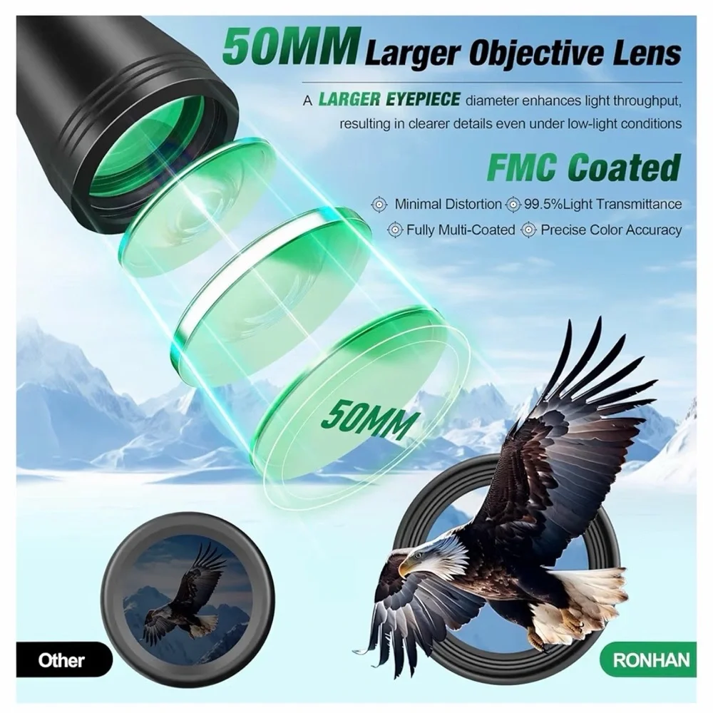 Black Binoculars for Adults High Powered